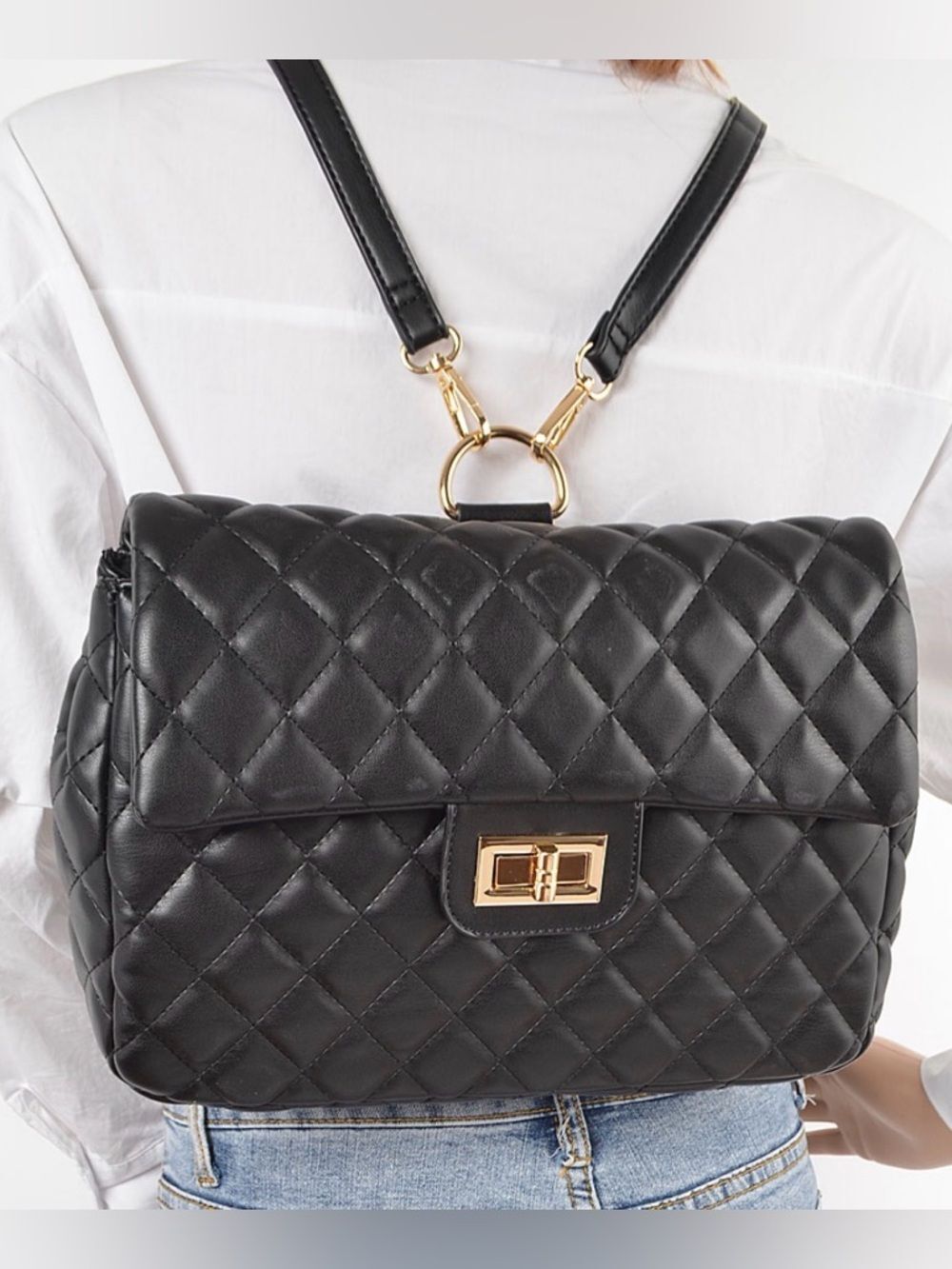 3AM Forever Quilted Faux Leather Flap Backpack Style Bag. NWOT